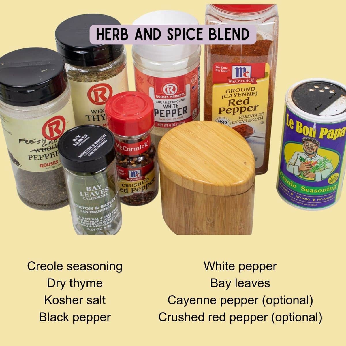 Herbs and Spices used in chicken sauce piquante.
