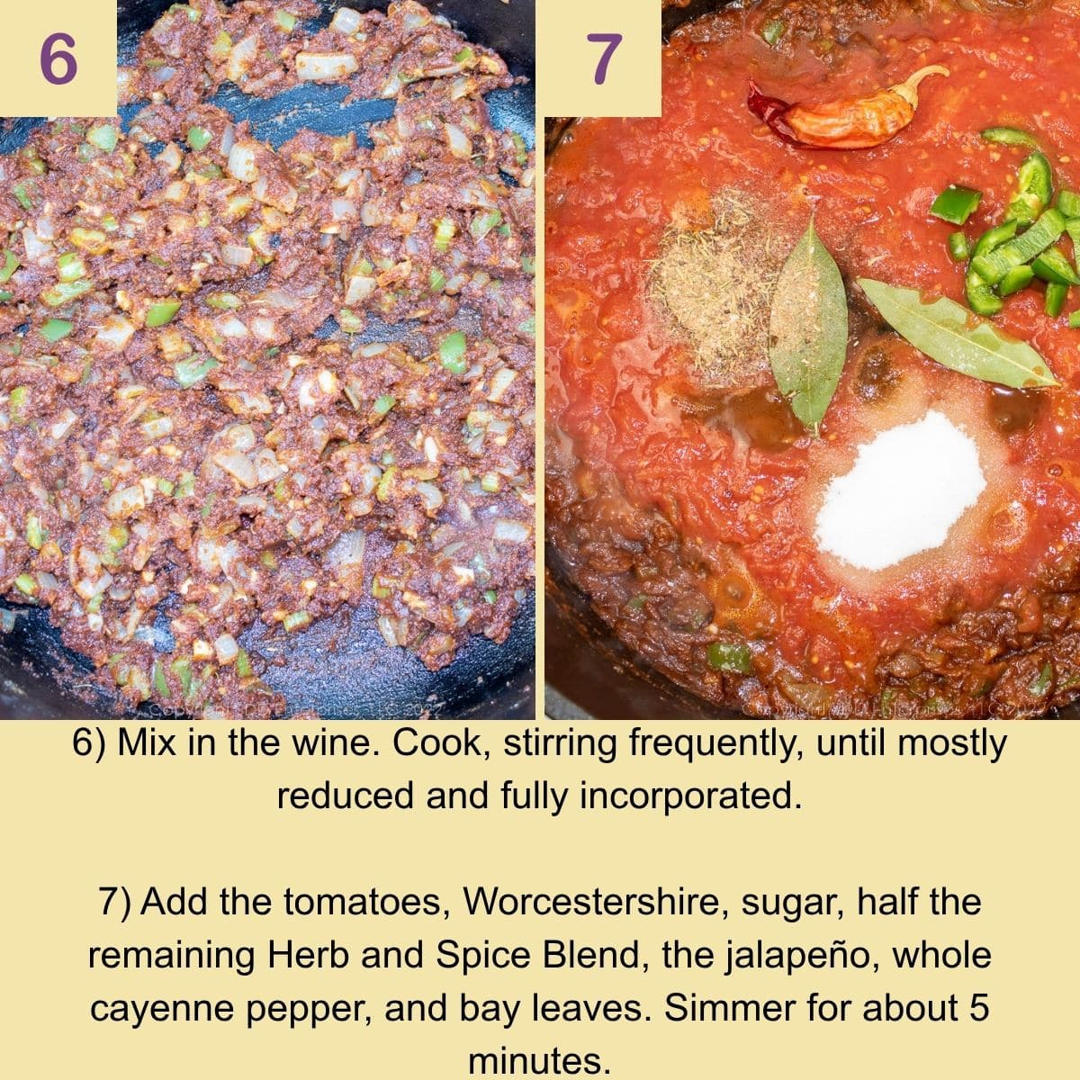 Tomato-based Sauce Piquante simmering after stock is added.
