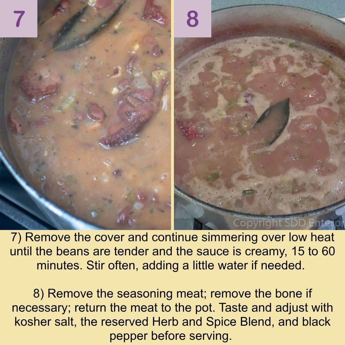 Red Beans and Rice simmering until naturally thick and creamy.